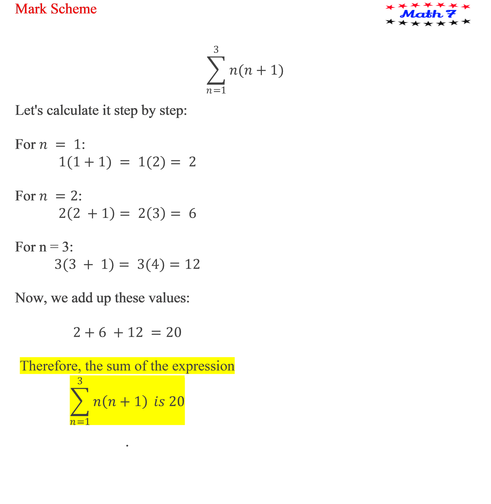 patterns and Sigma Notations - Math Seven